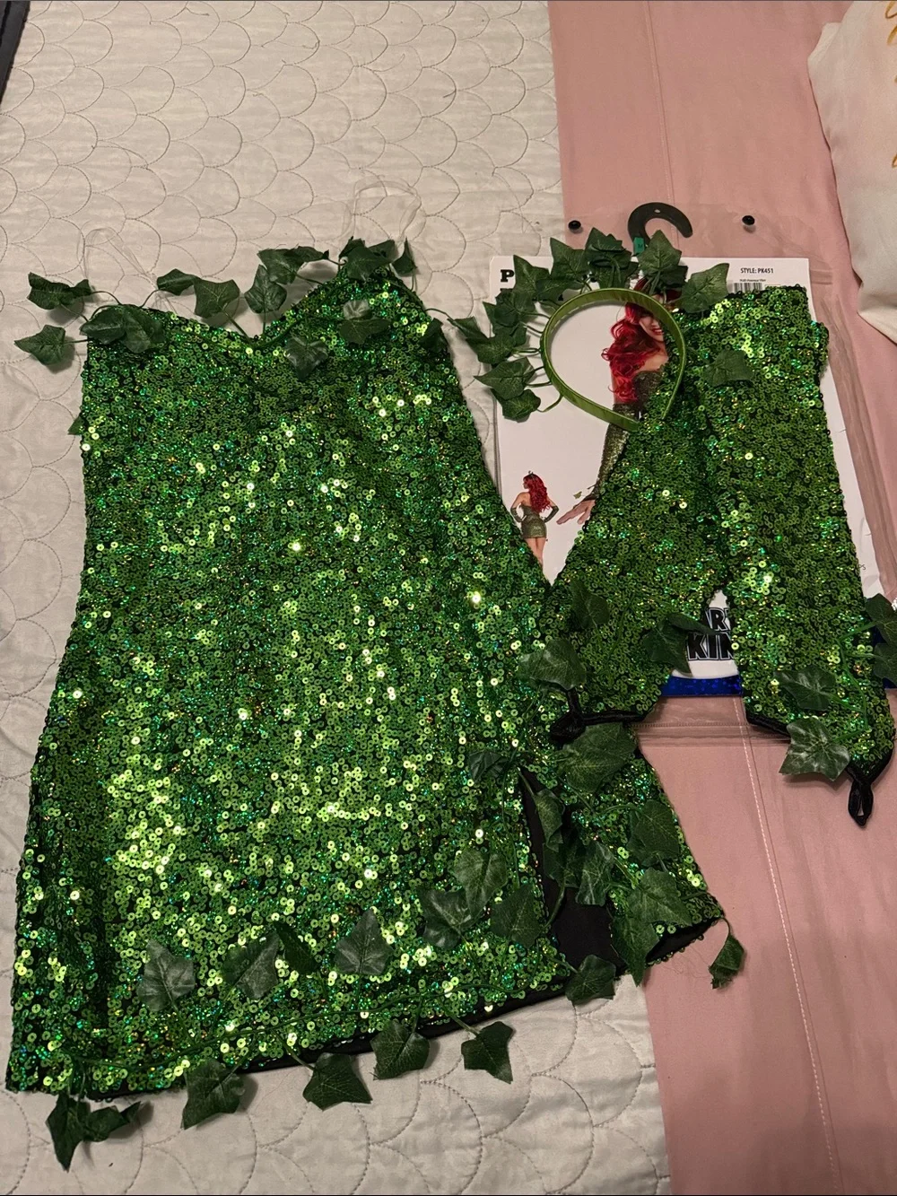 Party King Poisonous Villain Women's Green Sequin Costume